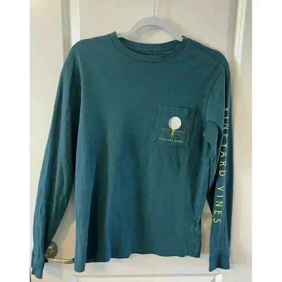 Vineyard Vines Size XS Every Round Should Feel This Good LS Green T Shirt NWOT - Picture 1 of 5